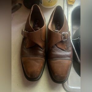 Brown Florsheim FLS Leather Monk Strap Shoes 10.5